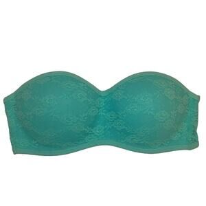 Victorias Secret PINK Turquoise Lace Bandeau Bra Small